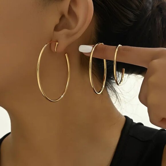 14K Gold Womens 3 Size Clip On Hoop Earrings Ladies Clip-On 14 K Silver Jewelry